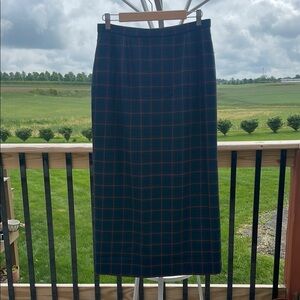 Pendleton Virgin Wool Vintage Green and Red pencil  Skirt